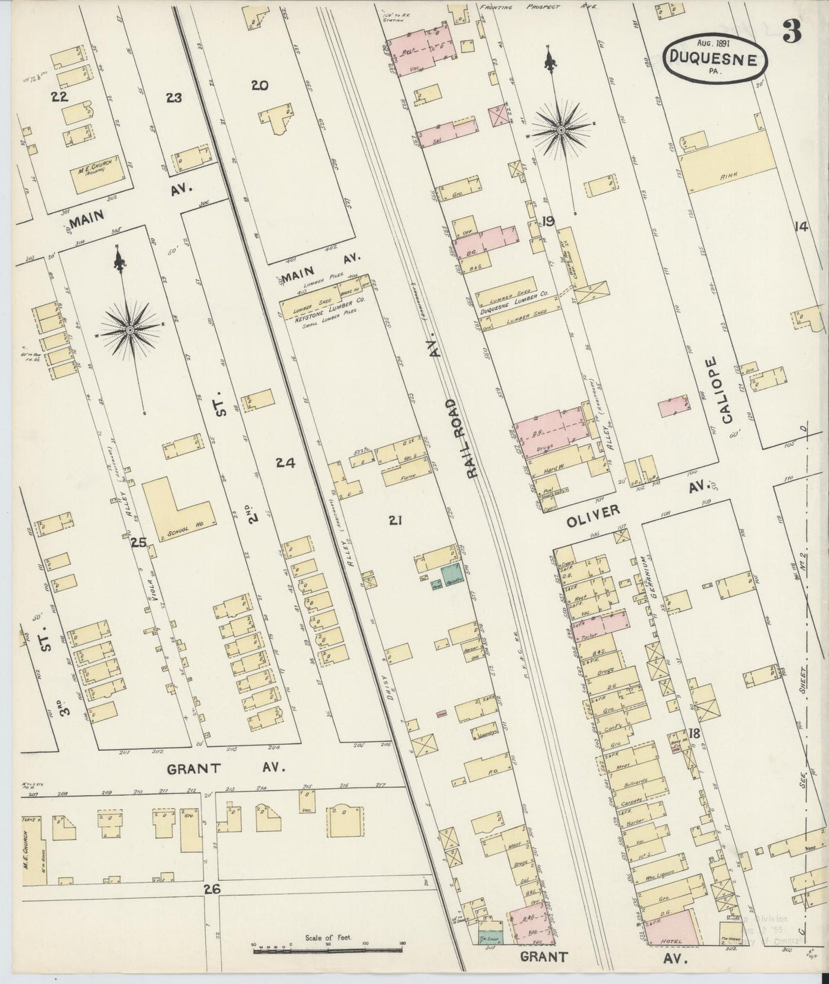 Sanborn Fire Insurance Map from Duquesne, Allegheny County, Pennsylvania (1891), Sheet #0003 - Complete Map Set gallery image, historic Sanborn map, vintage wall art, Pennsylvania Pennsylvania
