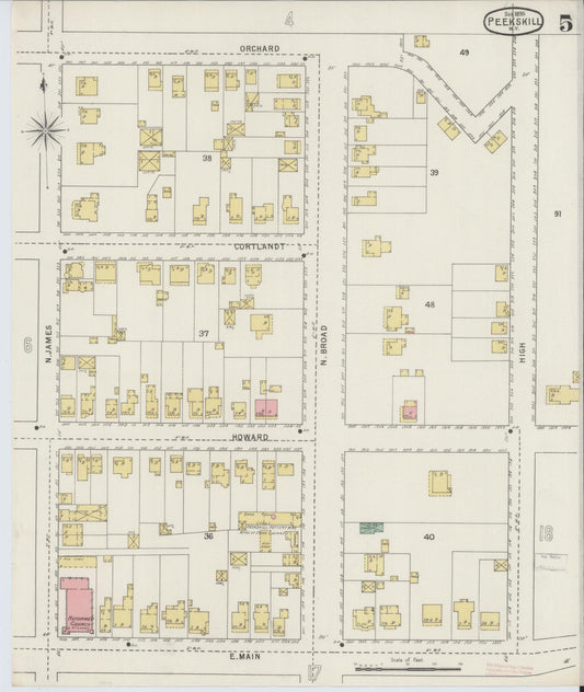 Sanborn Fire Insurance Map from Peekskill, Westchester County, New York (1895), Sheet #0005 - Historic Sanborn Fire Insurance Map Print, vintage old map wall art, antique decor, genealogy gift, New York New York map