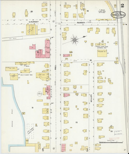 Sanborn Fire Insurance Map from Seneca Falls, Seneca County, New York (1904), Sheet #0002 - Historic Sanborn Fire Insurance Map Print, vintage old map wall art, antique decor, genealogy gift, New York New York map