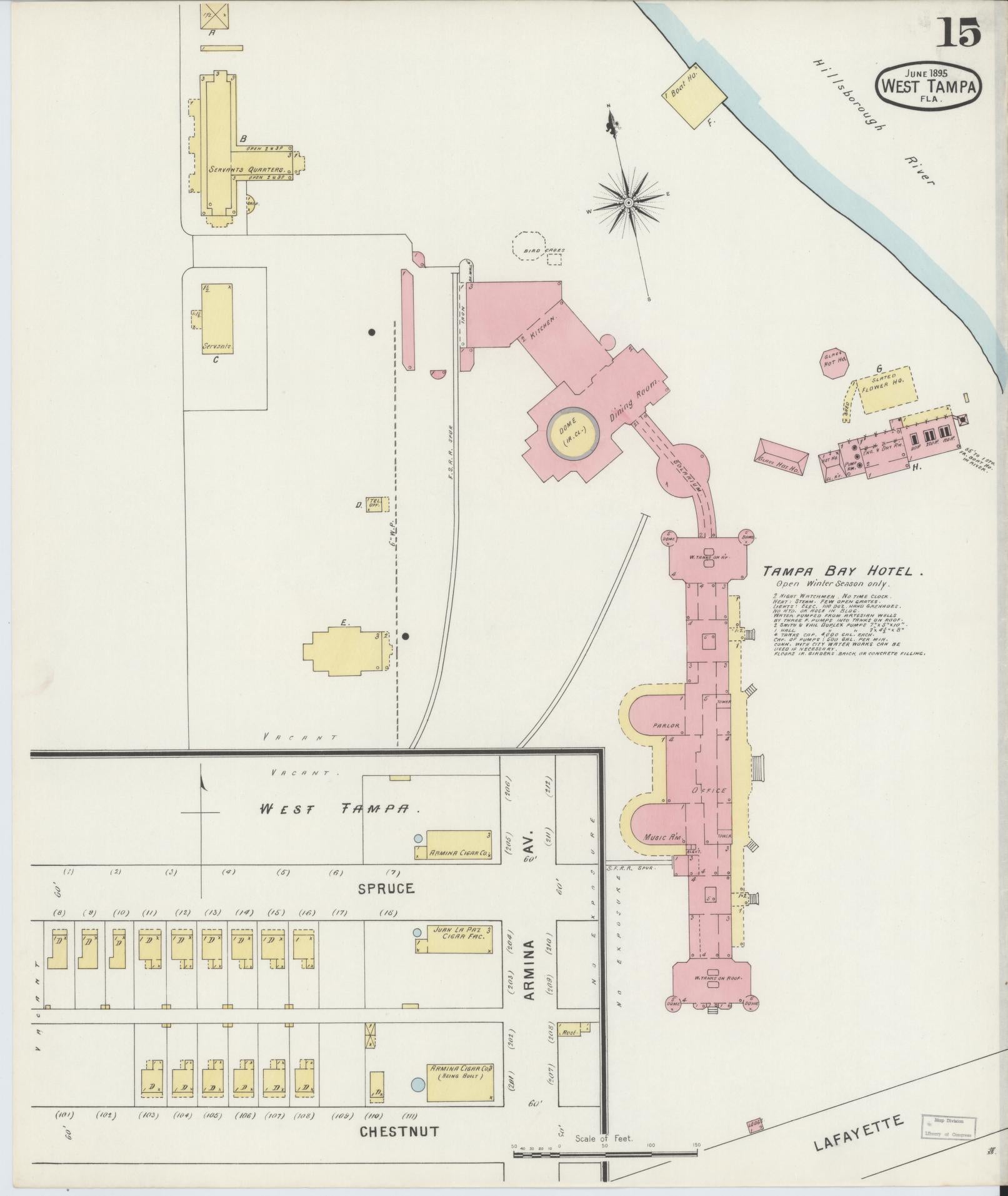 Sanborn Fire Insurance Map from Tampa, Hillsborough County, Florida (1895), Sheet #0019 - Historic Sanborn Fire Insurance Map Print, vintage old map wall art, antique decor, genealogy gift, Florida Florida map