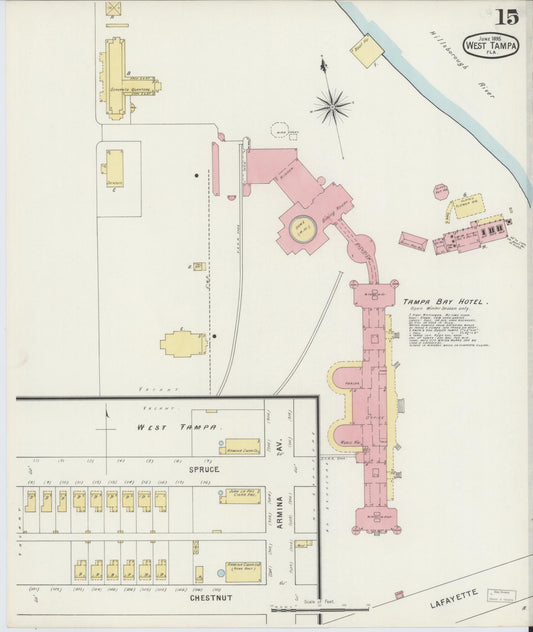 Sanborn Fire Insurance Map from Tampa, Hillsborough County, Florida (1895), Sheet #0019 - Historic Sanborn Fire Insurance Map Print, vintage old map wall art, antique decor, genealogy gift, Florida Florida map