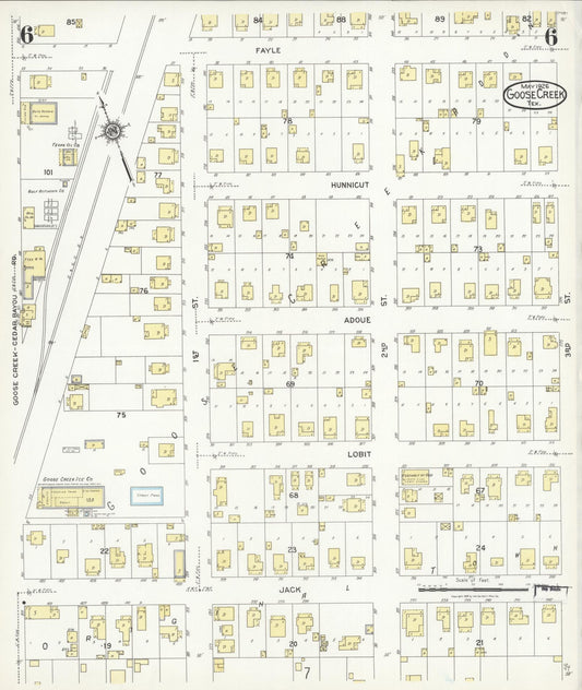 Sanborn Fire Insurance Map from Goose Creek, Harris County, Texas (1926), Sheet #0006 - Historic Sanborn Fire Insurance Map Print, vintage old map wall art, antique decor, genealogy gift, Texas Texas map