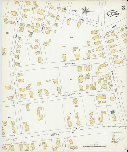 Sanborn Fire Insurance Map from Dover, Strafford County, New Hampshire (1905), Sheet #0003 - Complete Map Set gallery image, historic Sanborn map, vintage wall art, New Hampshire New Hampshire