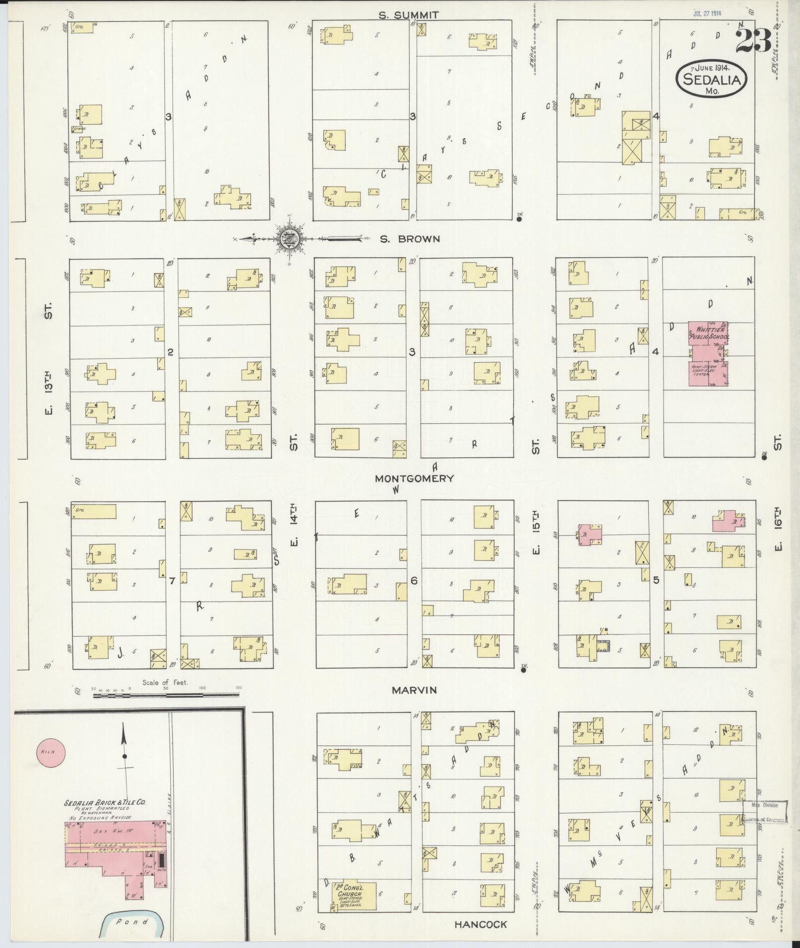 Sanborn Fire Insurance Map from Sedalia, Pettis County, Missouri (1914), Sheet #0023 - Complete Map Set gallery image, historic Sanborn map, vintage wall art, Missouri Missouri