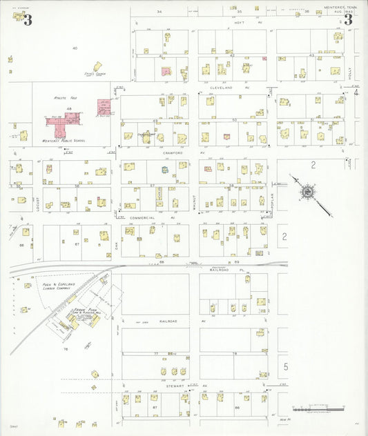 Sanborn Fire Insurance Map from Monterety, Putnam County, Tennessee (1940), Sheet #0003 - Historic Sanborn Fire Insurance Map Print, vintage old map wall art, antique decor, genealogy gift, Tennessee Tennessee map