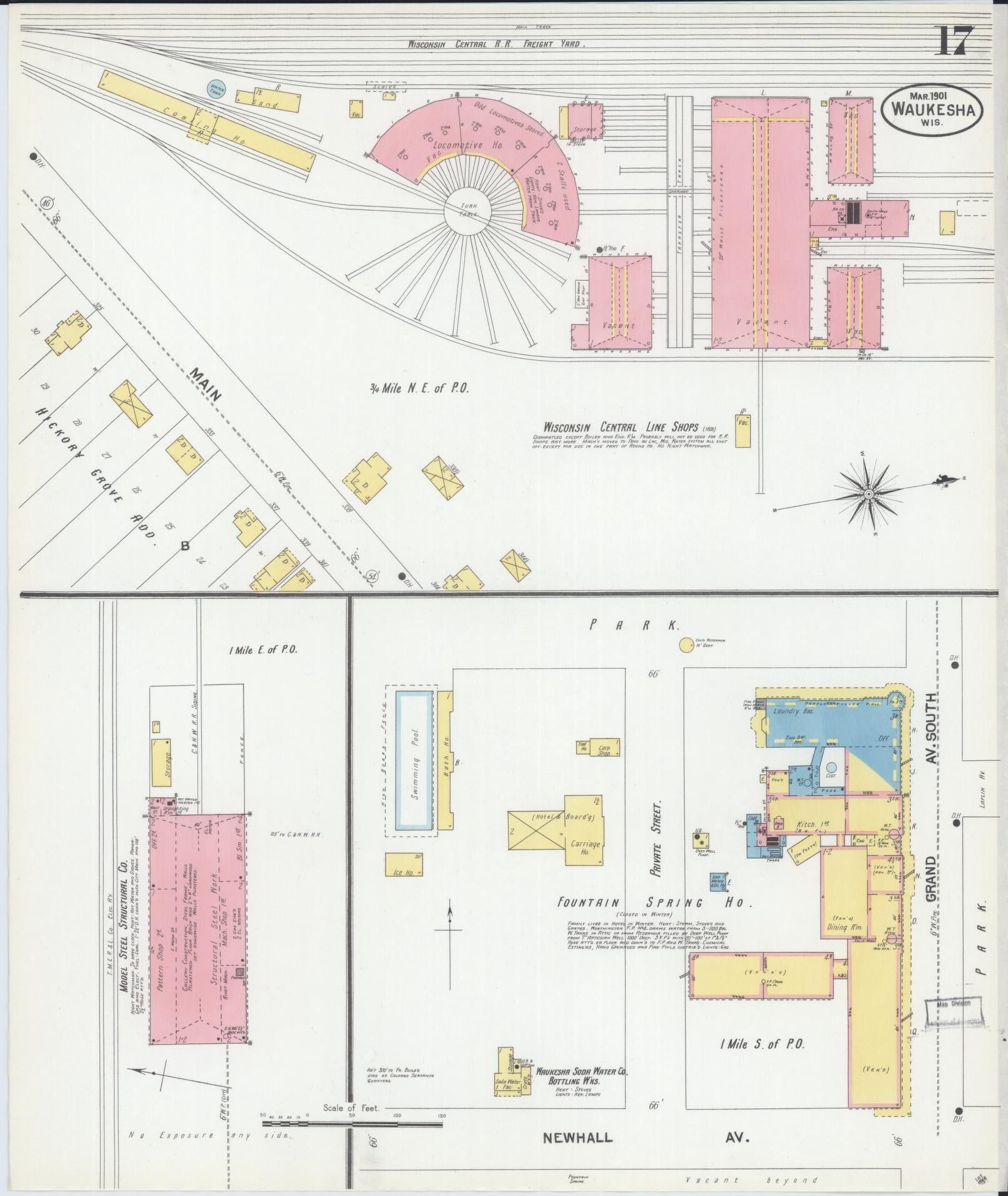 Sanborn Fire Insurance Map from Waukesha, Waukesha County, Wisconsin (1901), Sheet #0017 - Complete Map Set gallery image, historic Sanborn map, vintage wall art, Wisconsin Wisconsin