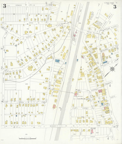 Sanborn Fire Insurance Map from Clark's Summit, Lackawanna County, Pennsylvania (1933), Sheet #0003 - Complete Map Set gallery image, historic Sanborn map, vintage wall art, Pennsylvania Pennsylvania