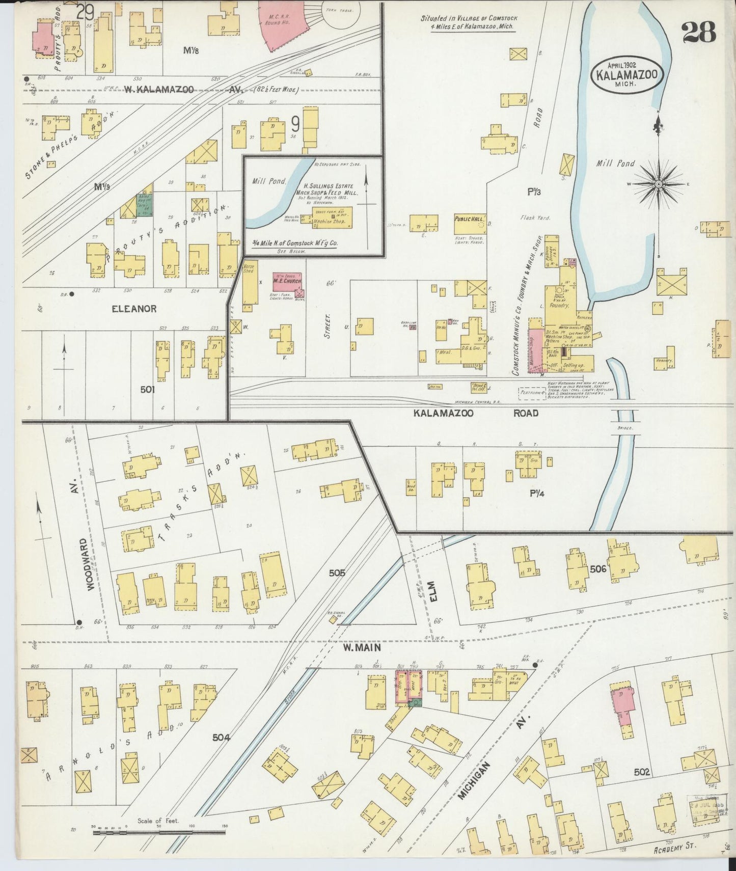 Sanborn Fire Insurance Map from Kalamazoo, Kalamazoo County, Michigan (1902), Sheet #0028 - Complete Map Set gallery image, historic Sanborn map, vintage wall art, Michigan Michigan