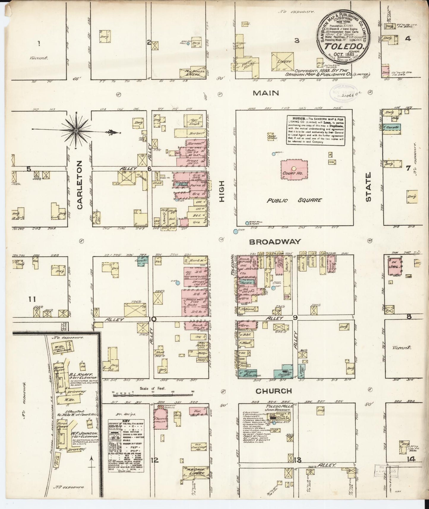 Sanborn Fire Insurance Map from Toledo, Tama County, Iowa. (1883) – Map View