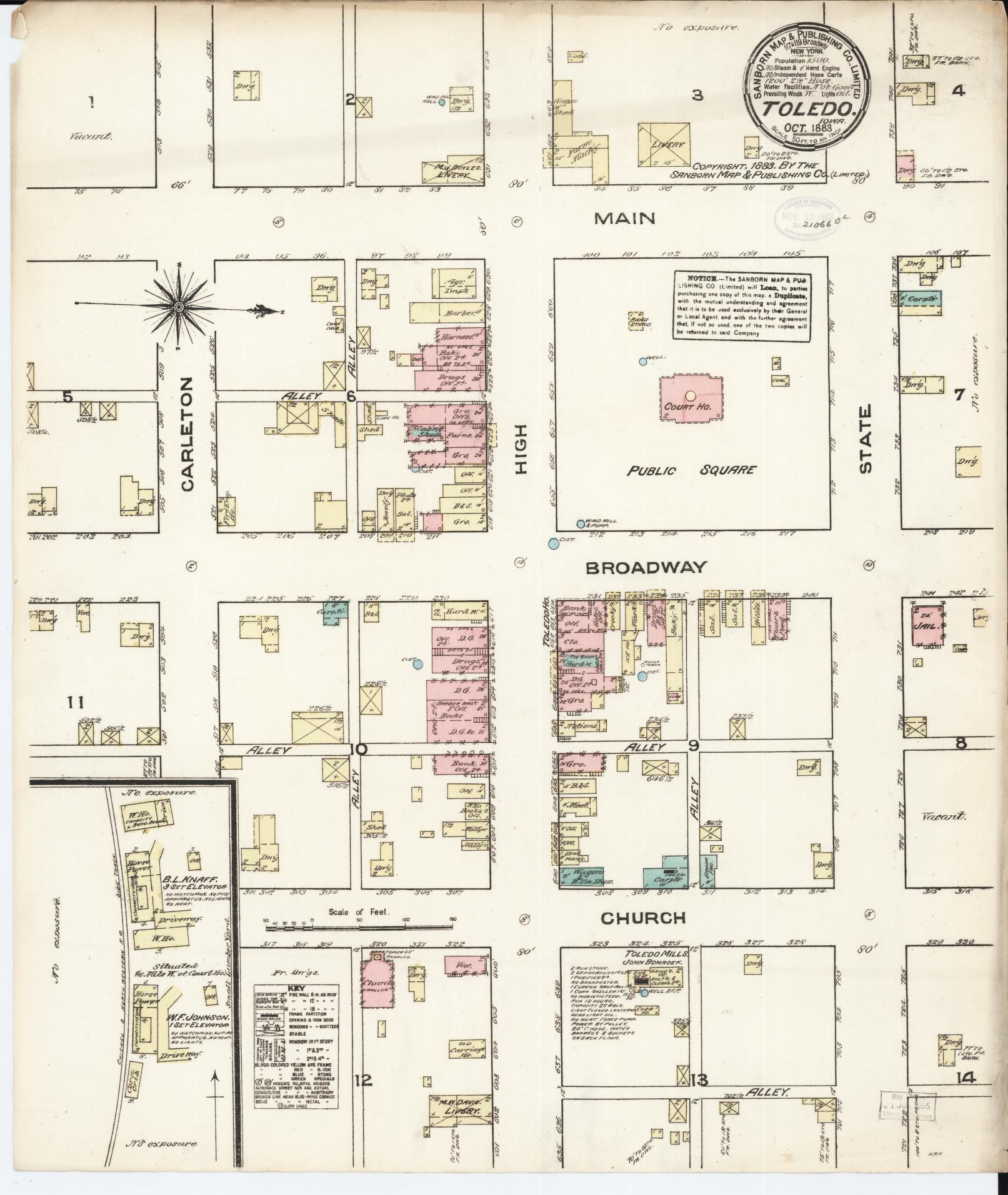 Sanborn Fire Insurance Map from Toledo, Tama County, Iowa. (1883) – Map View