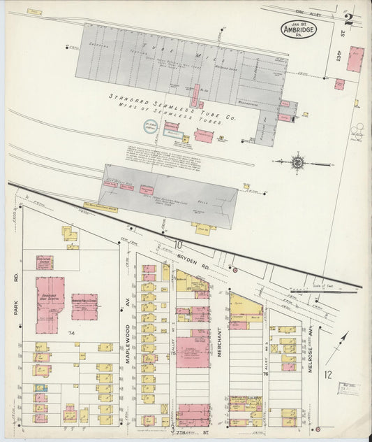 Sanborn Fire Insurance Map from Ambridge, Beaver County, Pennsylvania (1917), Sheet #0002 - Historic Sanborn Fire Insurance Map Print, vintage old map wall art, antique decor, genealogy gift, Pennsylvania Pennsylvania map
