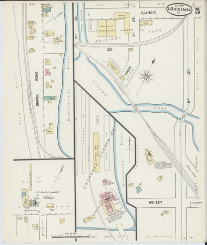 Sanborn Fire Insurance Map from Louisiana, Pike County, Missouri (1890), Sheet #0005 - Complete Map Set gallery image, historic Sanborn map, vintage wall art, Missouri Missouri
