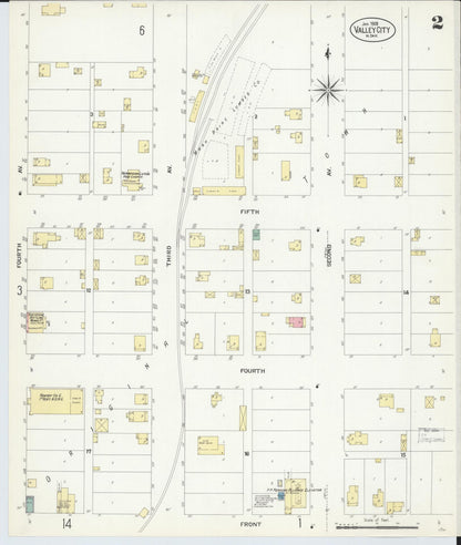 Sanborn Fire Insurance Map from Valley City, Barnes County, North Dakota (1908), Sheet #0002 - Complete Map Set gallery image, historic Sanborn map, vintage wall art, North Dakota North Dakota