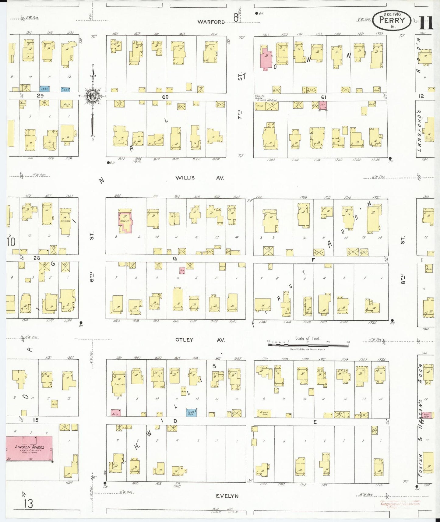 Sanborn Fire Insurance Map from Perry, Dallas County, Iowa (1918), Sheet #0011 - Historic Sanborn Fire Insurance Map Print, vintage old map wall art