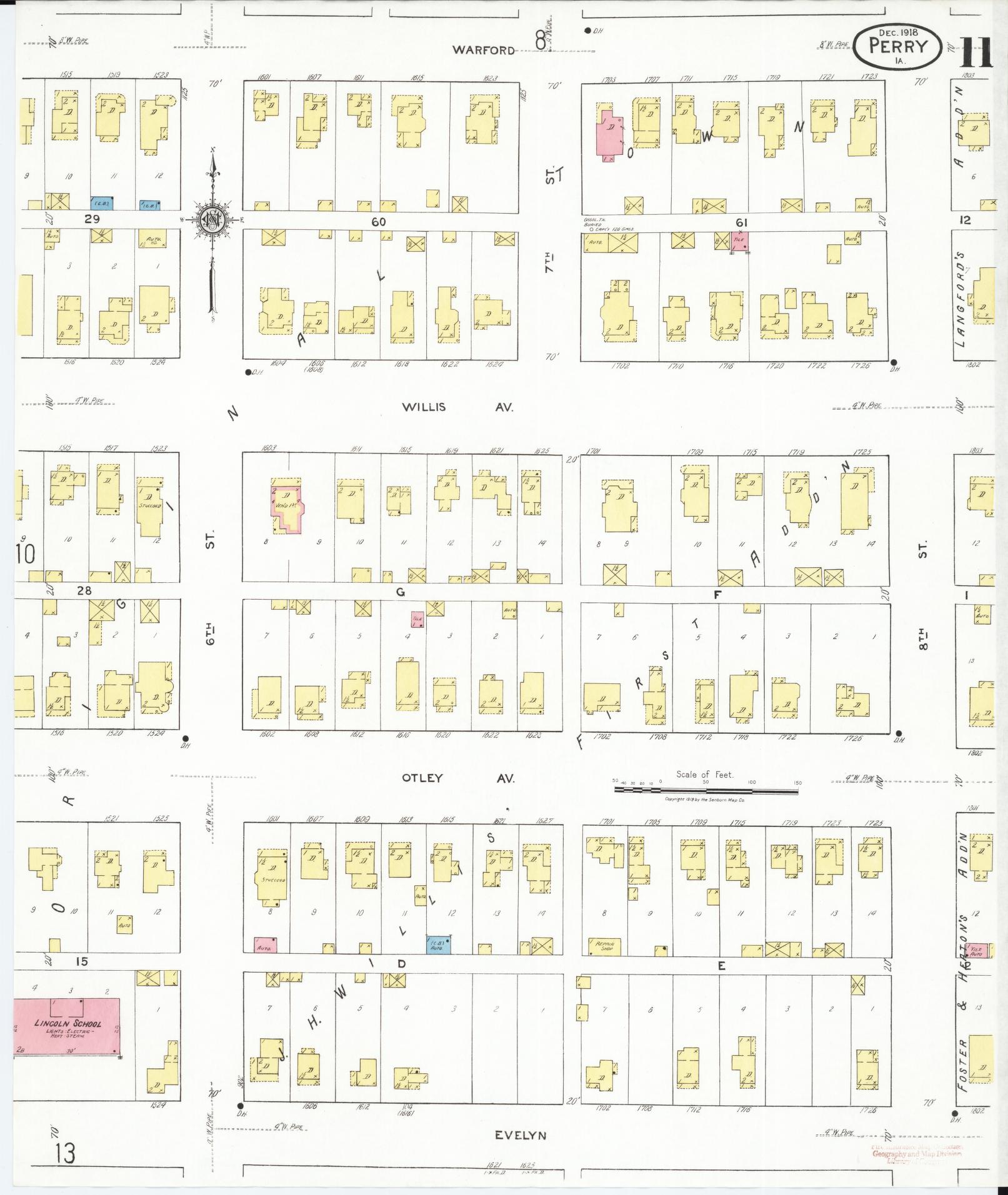 Sanborn Fire Insurance Map from Perry, Dallas County, Iowa (1918), Sheet #0011 - Historic Sanborn Fire Insurance Map Print, vintage old map wall art