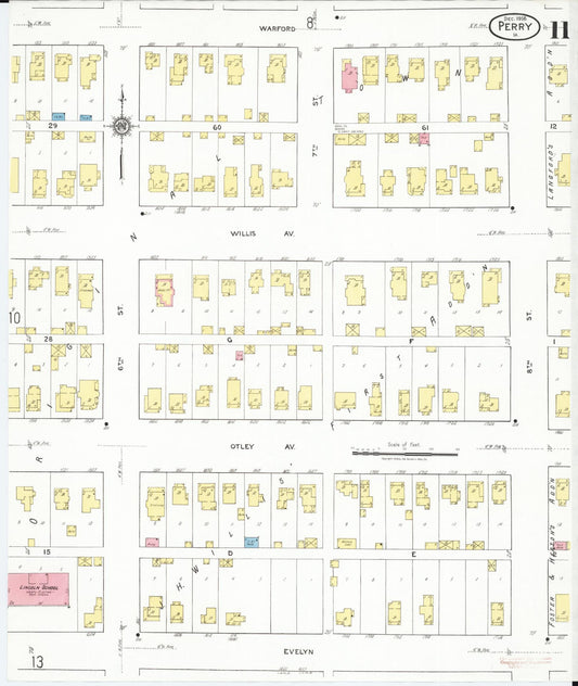 Sanborn Fire Insurance Map from Perry, Dallas County, Iowa (1918), Sheet #0011 - Historic Sanborn Fire Insurance Map Print, vintage old map wall art