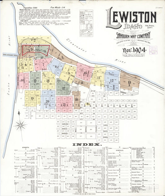 Sanborn Fire Insurance Map from Lewiston, Nez Perce County, Idaho. (1904) – Historic Sanborn Fire Insurance Map Print