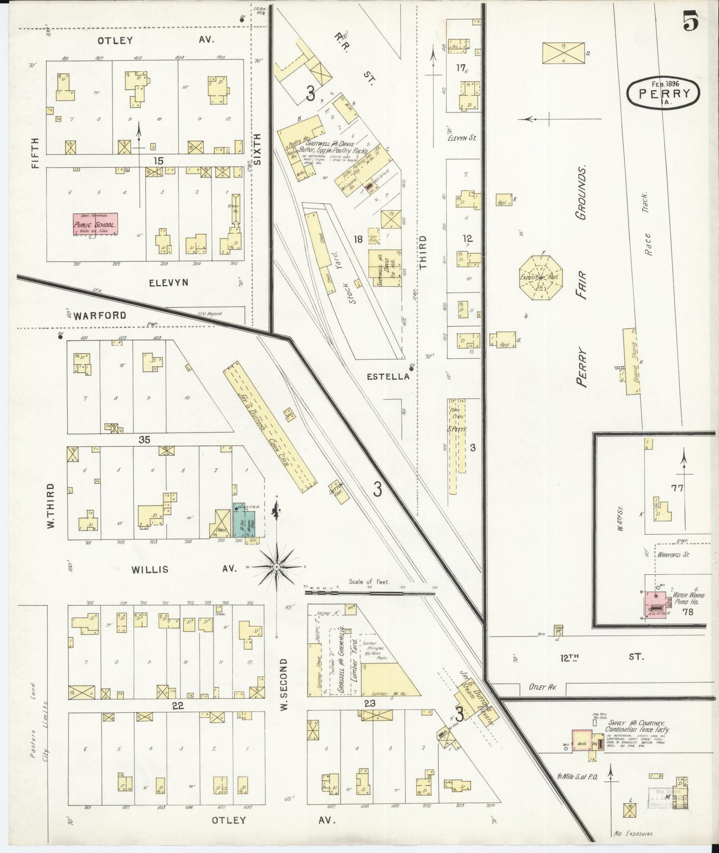 Sanborn Fire Insurance Map from Perry, Dallas County, Iowa (1896), Sheet #0005 - Historic Sanborn Fire Insurance Map Print, vintage old map wall art