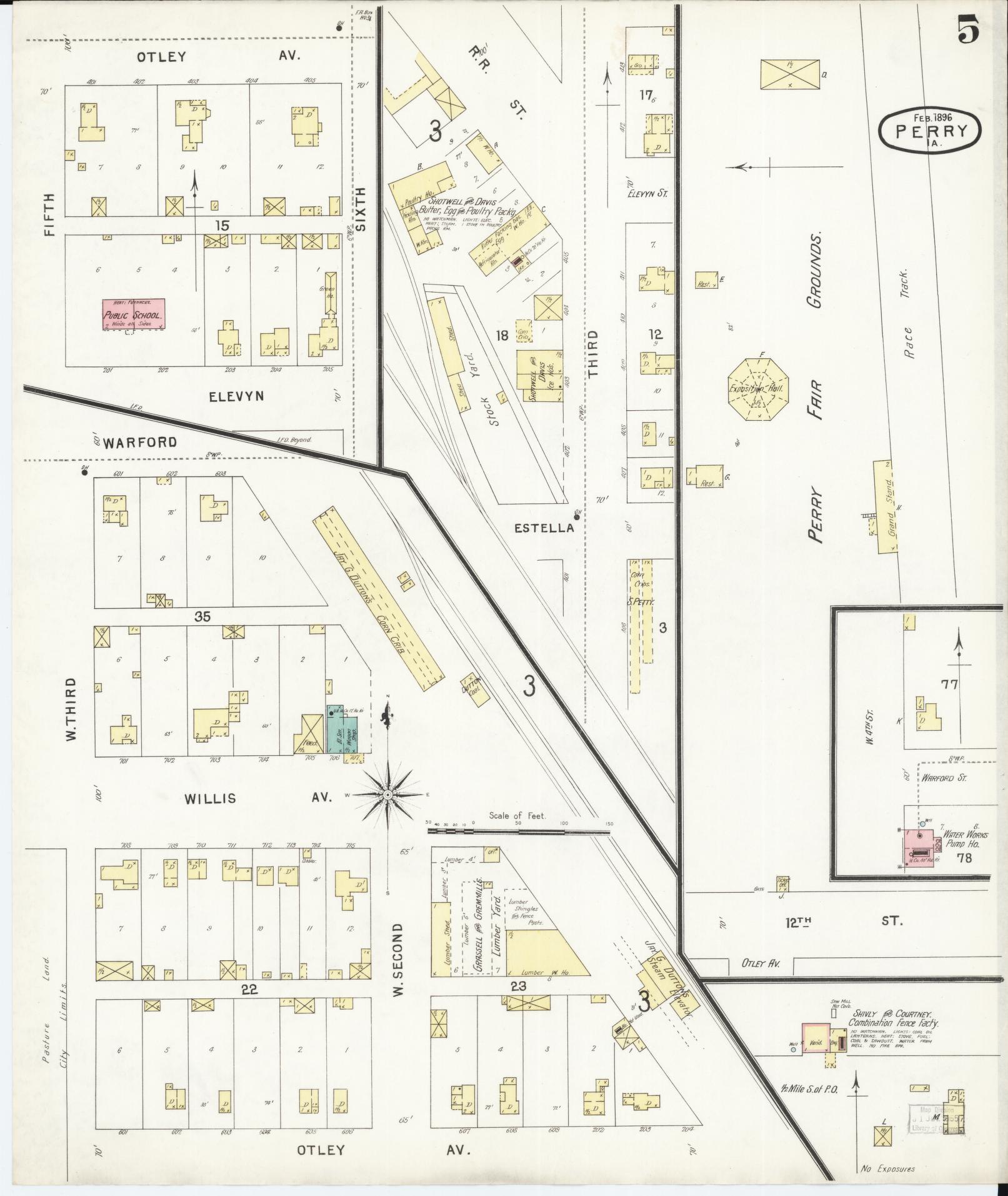 Sanborn Fire Insurance Map from Perry, Dallas County, Iowa (1896), Sheet #0005 - Historic Sanborn Fire Insurance Map Print, vintage old map wall art