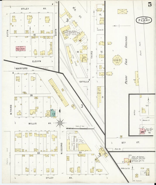Sanborn Fire Insurance Map from Perry, Dallas County, Iowa (1896), Sheet #0005 - Historic Sanborn Fire Insurance Map Print, vintage old map wall art