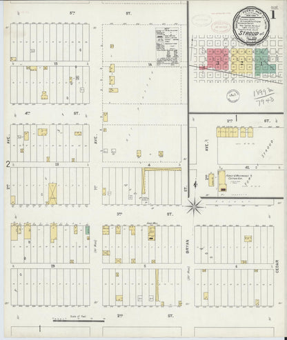 Sanborn Fire Insurance Map from Stroud, Lincoln County, Oklahoma (1898), Sheet #0001 - Complete Map Set gallery image, historic Sanborn map, vintage wall art, Oklahoma Oklahoma