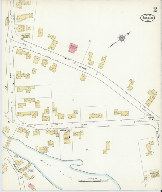 Sanborn Fire Insurance Map from Enfield, Grafton County, New Hampshire (1912), Sheet #0002 - Historic Sanborn Fire Insurance Map Print, vintage old map wall art, antique decor, genealogy gift, New Hampshire New Hampshire map