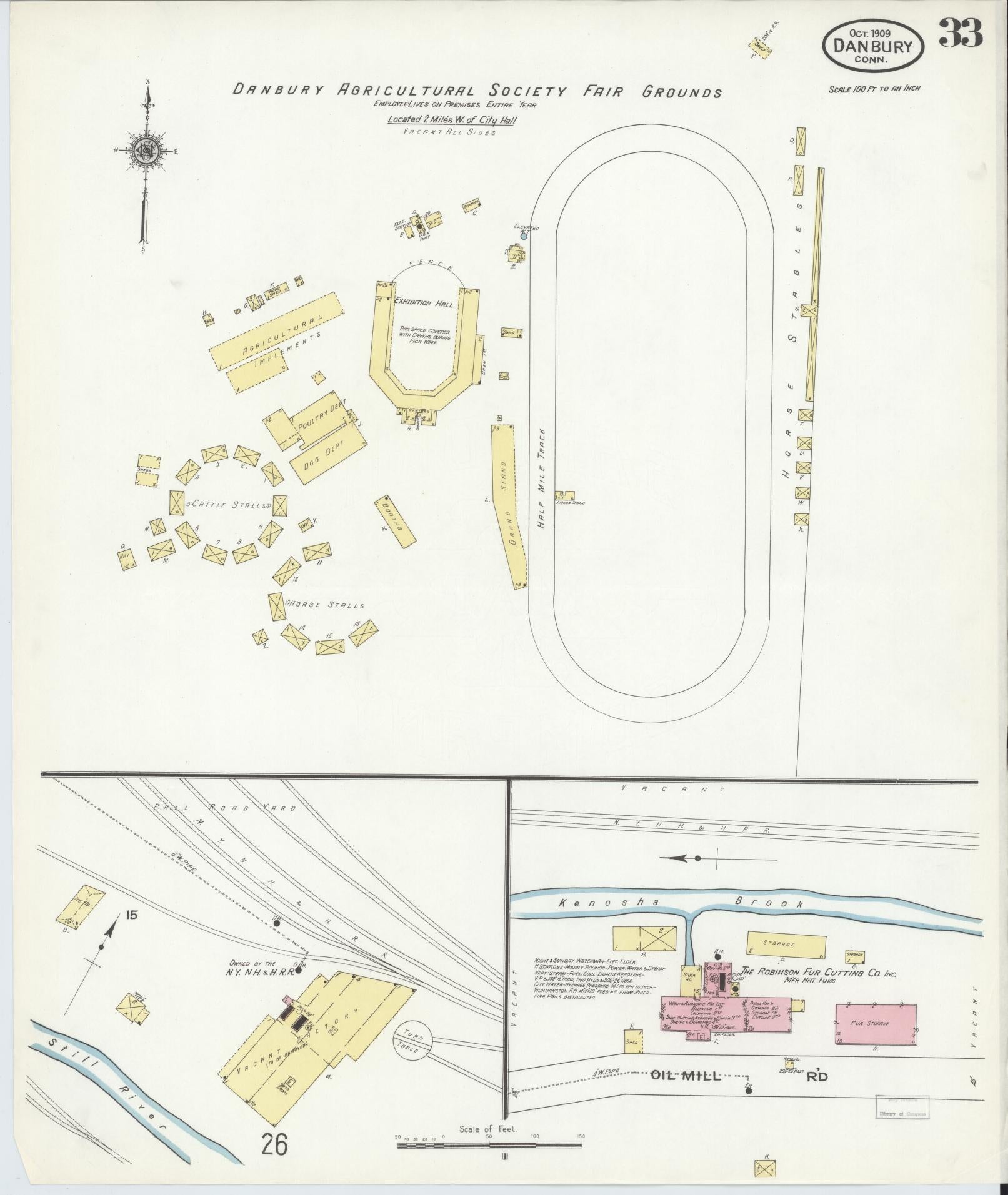 Sanborn Fire Insurance Map from Danbury, Fairfield County, Connecticut (1909), Sheet #0033 - Complete Map Set gallery image, historic Sanborn map, vintage wall art, Connecticut Connecticut