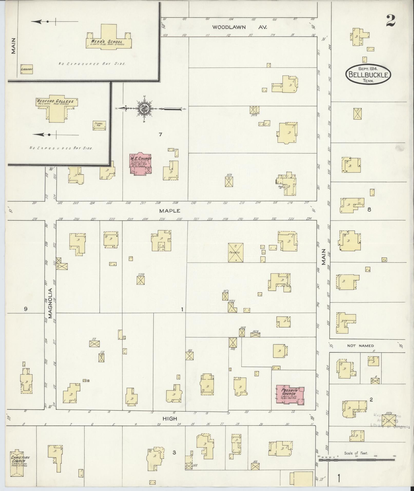 Sanborn Fire Insurance Map from Bell Buckle, Bedford County, Tennessee (1914), Sheet #0002 - Complete Map Set gallery image, historic Sanborn map, vintage wall art, Tennessee Tennessee