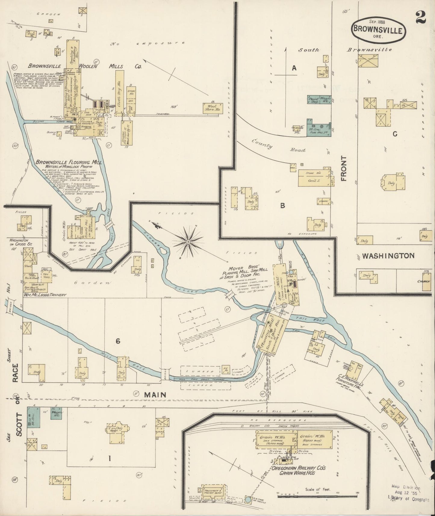 Sanborn Fire Insurance Map from Brownsville, Linn County, Oregon (1888), Sheet #0002 - Complete Map Set gallery image, historic Sanborn map, vintage wall art, Oregon Oregon