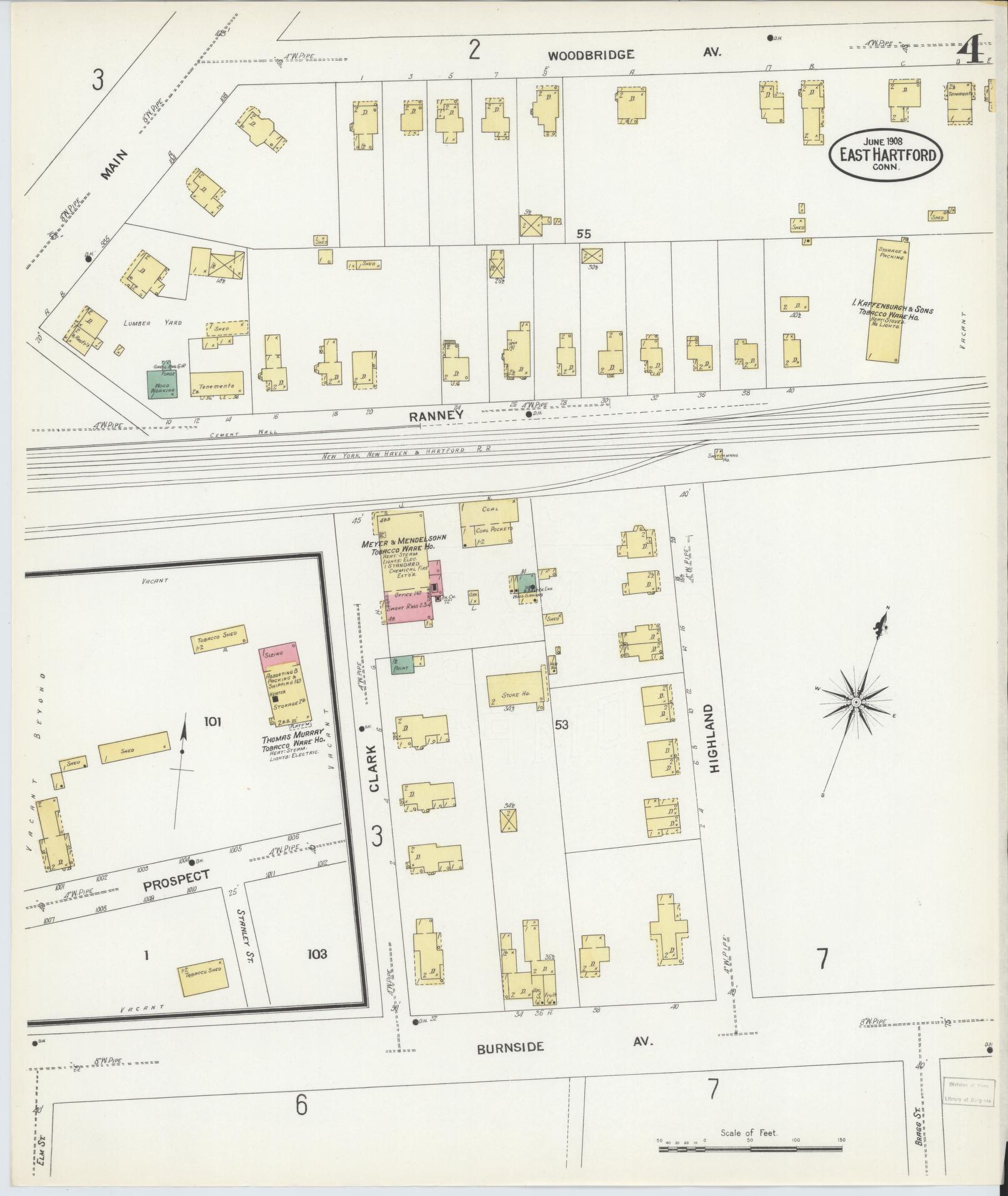 Sanborn Fire Insurance Map from East Hartford, Hartford County, Connecticut (1908), Sheet #0004 - Complete Map Set gallery image, historic Sanborn map, vintage wall art, Connecticut Connecticut