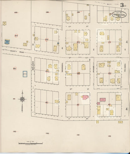 Sanborn Fire Insurance Map from Washougal, Clark County, Washington (1929), Sheet #0003 - Complete Map Set gallery image, historic Sanborn map, vintage wall art, Washington Washington