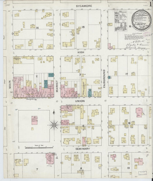 Sanborn Fire Insurance Map from Liberty, Union County, Indiana. (1887) – Historic Sanborn Fire Insurance Map Print