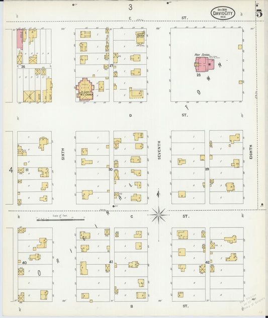 Sanborn Fire Insurance Map from David City, Butler County, Nebraska (1899), Sheet #0005 - Historic Sanborn Fire Insurance Map Print, vintage old map wall art, antique decor, genealogy gift, Nebraska Nebraska map