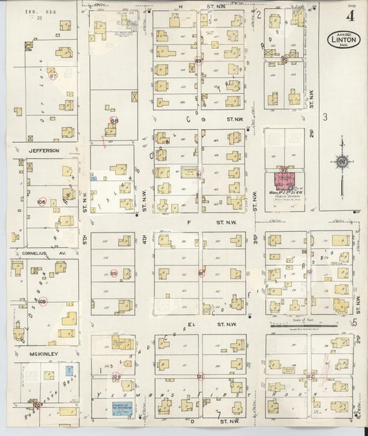 Sanborn Fire Insurance Map from Linton, Greene County, Indiana (1948), Sheet #0004 - Historic Sanborn Fire Insurance Map Print, vintage old map wall art, antique decor, genealogy gift, Indiana Indiana map