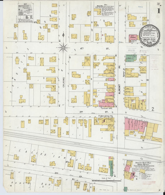 Sanborn Fire Insurance Map from Imlay City, Lapeer County, Michigan (1900), Sheet #0001 - Complete Map Set gallery image, historic Sanborn map, vintage wall art, Michigan Michigan