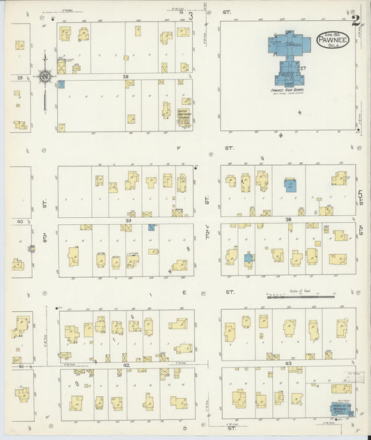 Sanborn Fire Insurance Map from Pawnee, Pawnee County, Oklahoma (1913), Sheet #0002 - Historic Sanborn Fire Insurance Map Print, vintage old map wall art, antique decor, genealogy gift, Oklahoma Oklahoma map