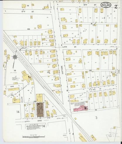 Sanborn Fire Insurance Map from Ashland, Ashland County, Ohio (1919), Sheet #0002 - Historic Sanborn Fire Insurance Map Print, vintage old map wall art, antique decor, genealogy gift, Ohio Ohio map