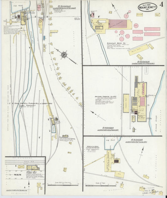 Sanborn Fire Insurance Map from Mount Jewett, McKean County, Pennsylvania (1909), Sheet #0004 - Historic Sanborn Fire Insurance Map Print, vintage old map wall art, antique decor, genealogy gift, Pennsylvania Pennsylvania map
