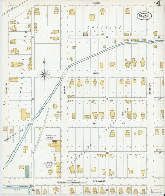Sanborn Fire Insurance Map from Redkey, Jay County, Indiana (1900), Sheet #0004 - Historic Sanborn Fire Insurance Map Print, vintage old map wall art, antique decor, genealogy gift, Indiana Indiana map
