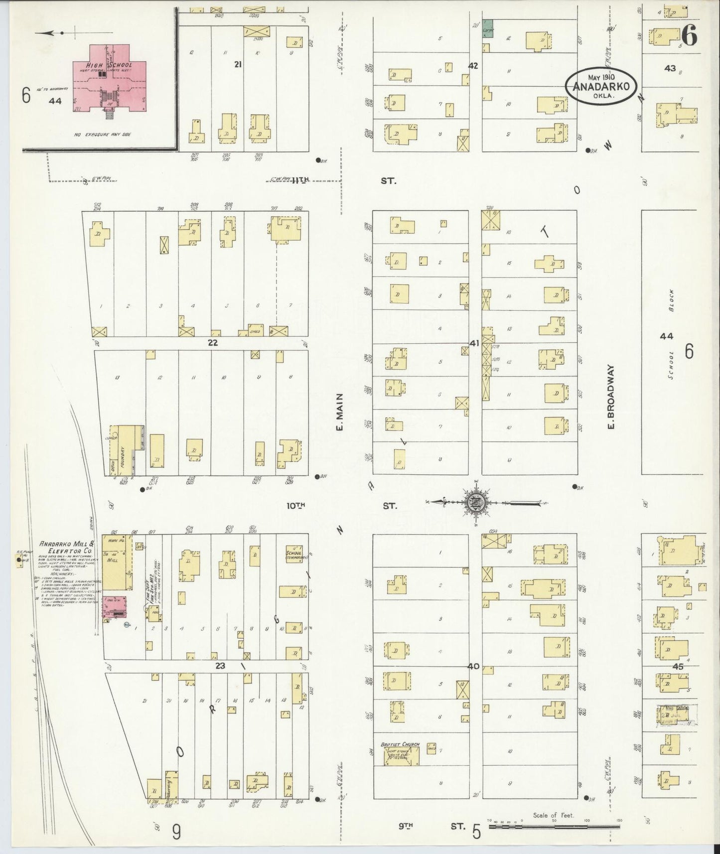 Sanborn Fire Insurance Map from Anadarko, Caddo County, Oklahoma (1910), Sheet #0006 - Complete Map Set gallery image, historic Sanborn map, vintage wall art, Oklahoma Oklahoma