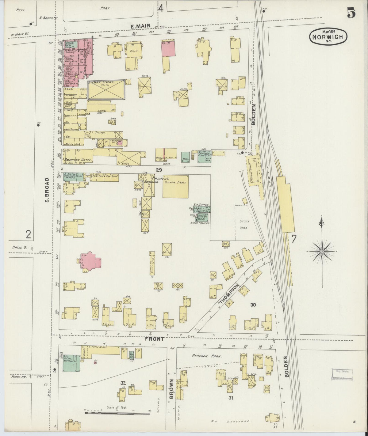 Sanborn Fire Insurance Map from Norwich, Chenango County, New York (1897), Sheet #0005 - Complete Map Set gallery image, historic Sanborn map, vintage wall art, New York New York