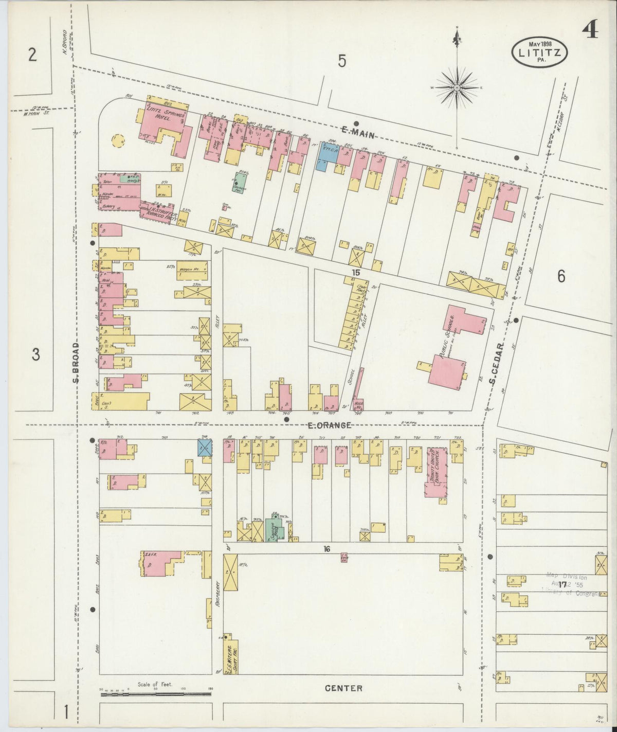 Sanborn Fire Insurance Map from Lititz, Lancaster County, Pennsylvania (1898), Sheet #0004 - Complete Map Set gallery image, historic Sanborn map, vintage wall art, Pennsylvania Pennsylvania