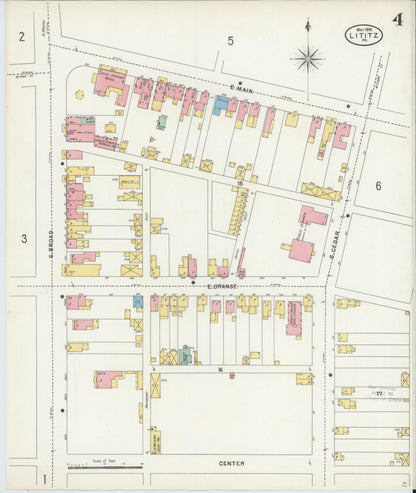 Sanborn Fire Insurance Map from Lititz, Lancaster County, Pennsylvania (1898), Sheet #0004 - Complete Map Set gallery image, historic Sanborn map, vintage wall art, Pennsylvania Pennsylvania