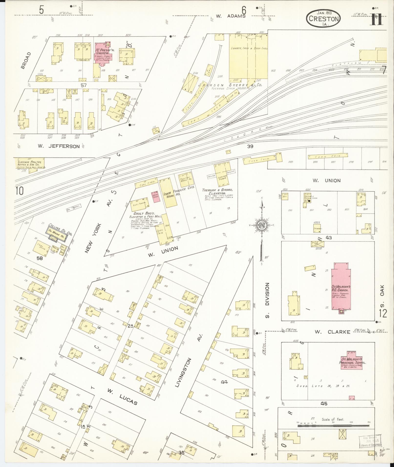 Sanborn Fire Insurance Map from Creston, Union County, Iowa (1913), Sheet #0011 - Historic Sanborn Fire Insurance Map Print, vintage old map wall art