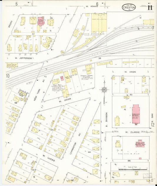 Sanborn Fire Insurance Map from Creston, Union County, Iowa (1913), Sheet #0011 - Historic Sanborn Fire Insurance Map Print, vintage old map wall art