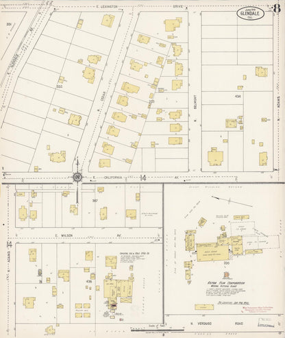 Sanborn Fire Insurance Map from Glendale, Los Angeles County, California (1919), Sheet #0008 - Complete Map Set gallery image, historic Sanborn map, vintage wall art, California California