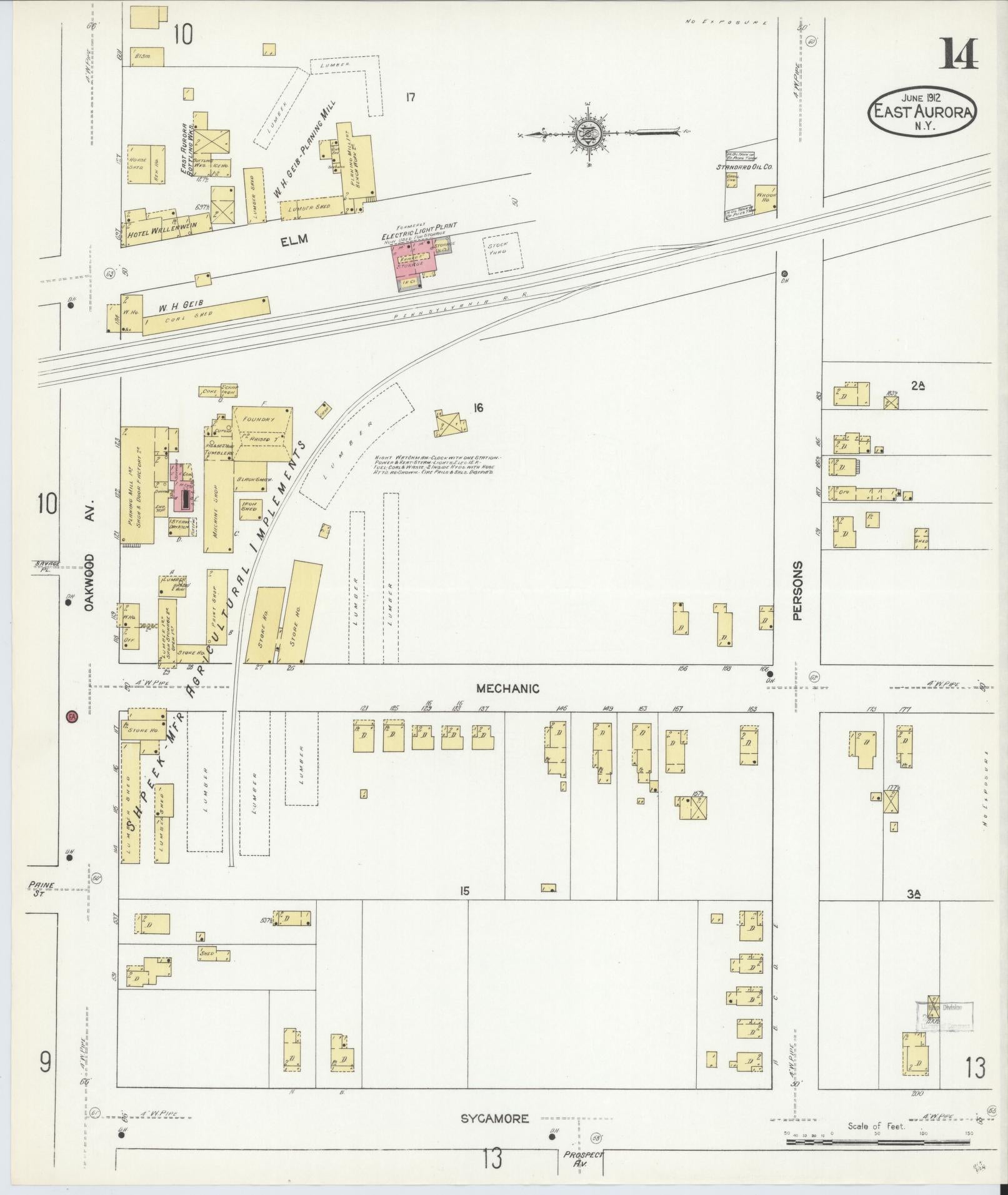 Sanborn Fire Insurance Map from East Aurora, Erie County, New York (1912), Sheet #0014 - Complete Map Set gallery image, historic Sanborn map, vintage wall art, New York New York