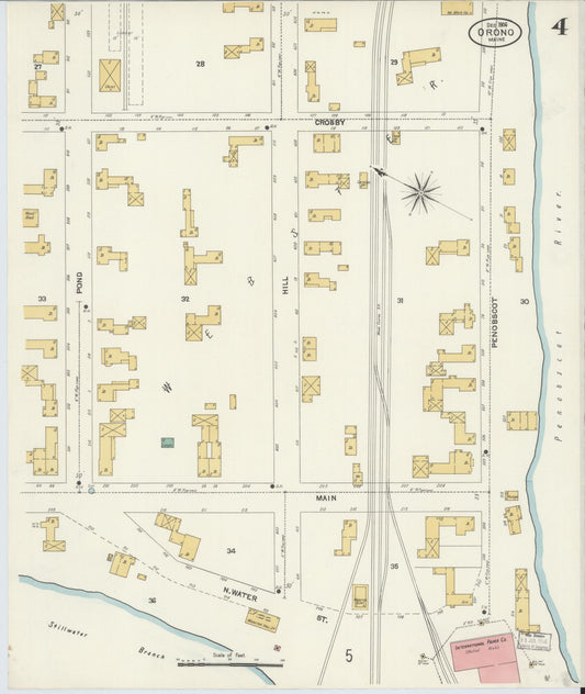 Sanborn Fire Insurance Map from Orono, Penobscot County, Maine (1906), Sheet #0004 - Historic Sanborn Fire Insurance Map Print, vintage old map wall art, antique decor, genealogy gift, Maine Maine map