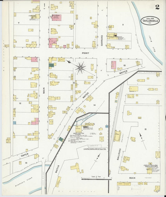 Sanborn Fire Insurance Map from Taylorsville, Spencer County, Kentucky (1909), Sheet #0002 - Historic Sanborn Fire Insurance Map Print, vintage old map wall art, antique decor, genealogy gift, Kentucky Kentucky map