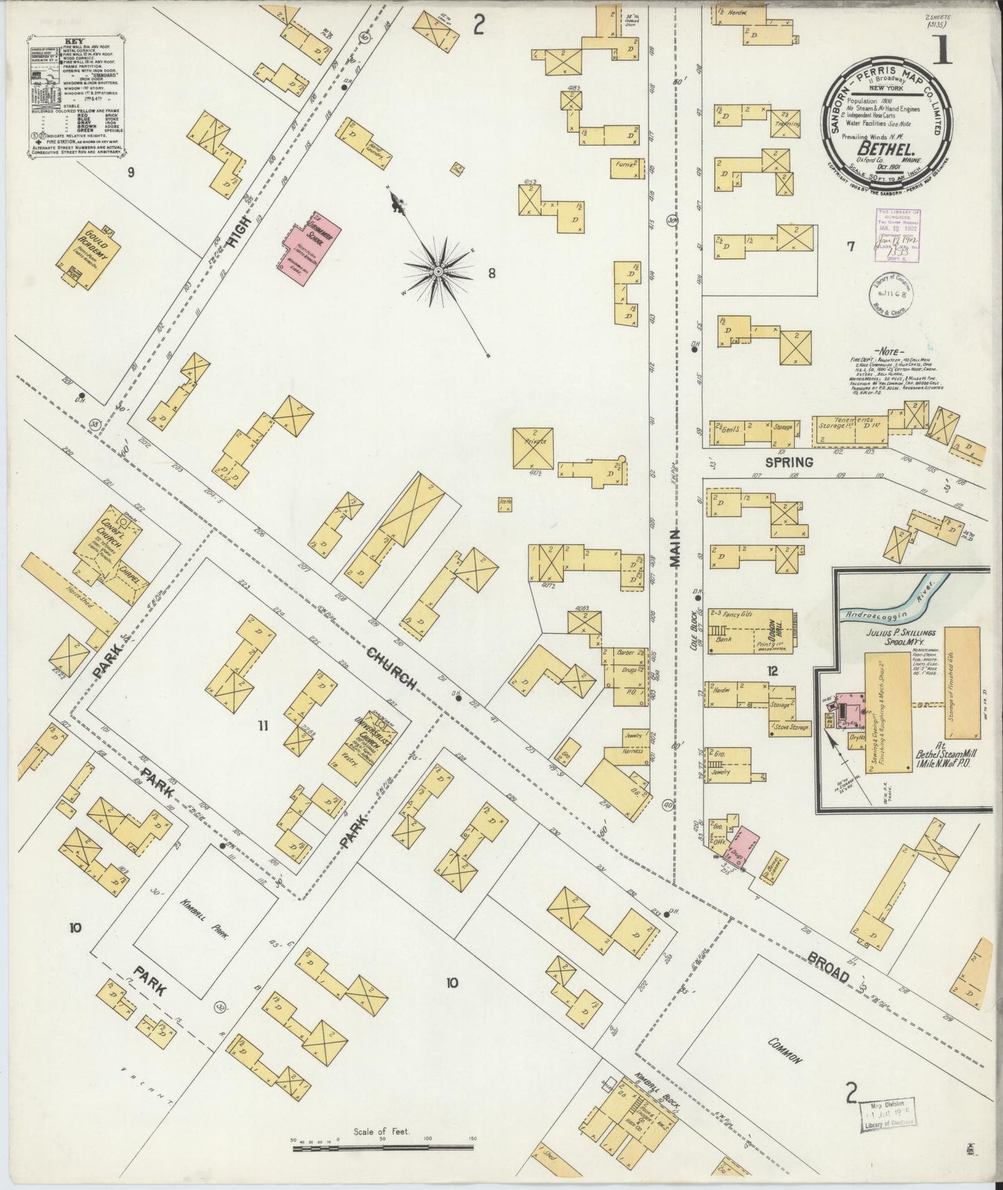 Sanborn Fire Insurance Map from Bethel, Oxford County, Maine. (1901) – Historic Sanborn Fire Insurance Map Print